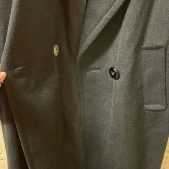 Billi Black Collared Long Sleeve Long Trench/ Winter Coat 100% Pure Wool - Picture 6 of 8